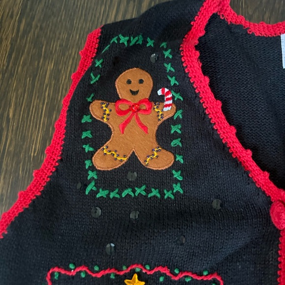 Vtg Nutcracker Womens Ugly Christmas Sweater Vest Size M Ginger Bread Ski Bear - Picture 6 of 11